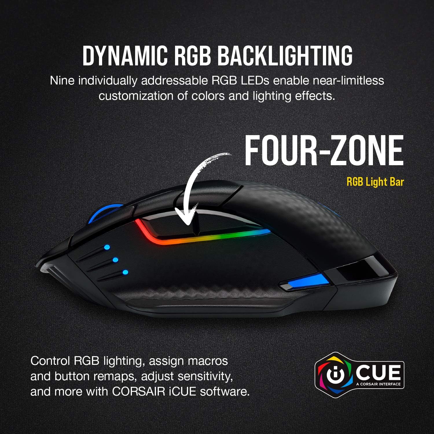 Corsair Dark CORE RGB PRO SE Wireless FPS/MOBA Gaming Mouse with Qi Charging – 18,000 DPI – 8 Programmable Buttons – Sub-1ms Wireless – iCUE Compatible – PC, Mac, PS5, PS4, Xbox – Black