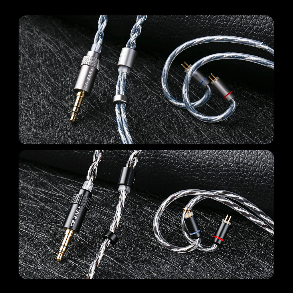 KBEAR P34 IEM Cable, 5N 2-Strands 98-Core OFC Silver-Plated HiFi Earphone Upgrade 2Pin Cable, Interchangeable 3.5mm/4.4mm Plug, in Ear Monitors Headphones Replacement Wire for Audiophile Musician
