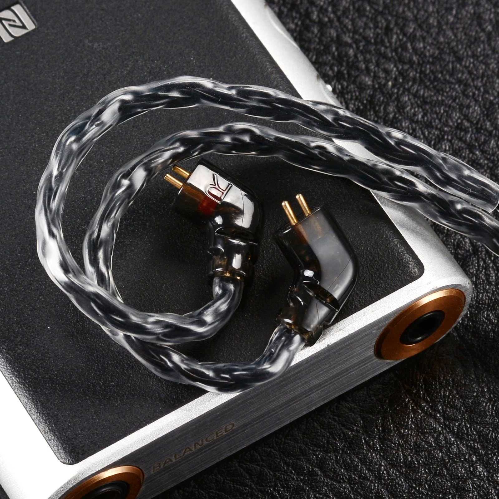 IEM Upgrade Cable, 16 Core Silver Plated Earphone Upgraded Cords, QDC-C Pin 1.5m in Ear Monitor Cable for KZ ZS10 ZSN PRO AS16 CCA CRA C12(Recessed 2pin 3.5mm 4.9ft) Black