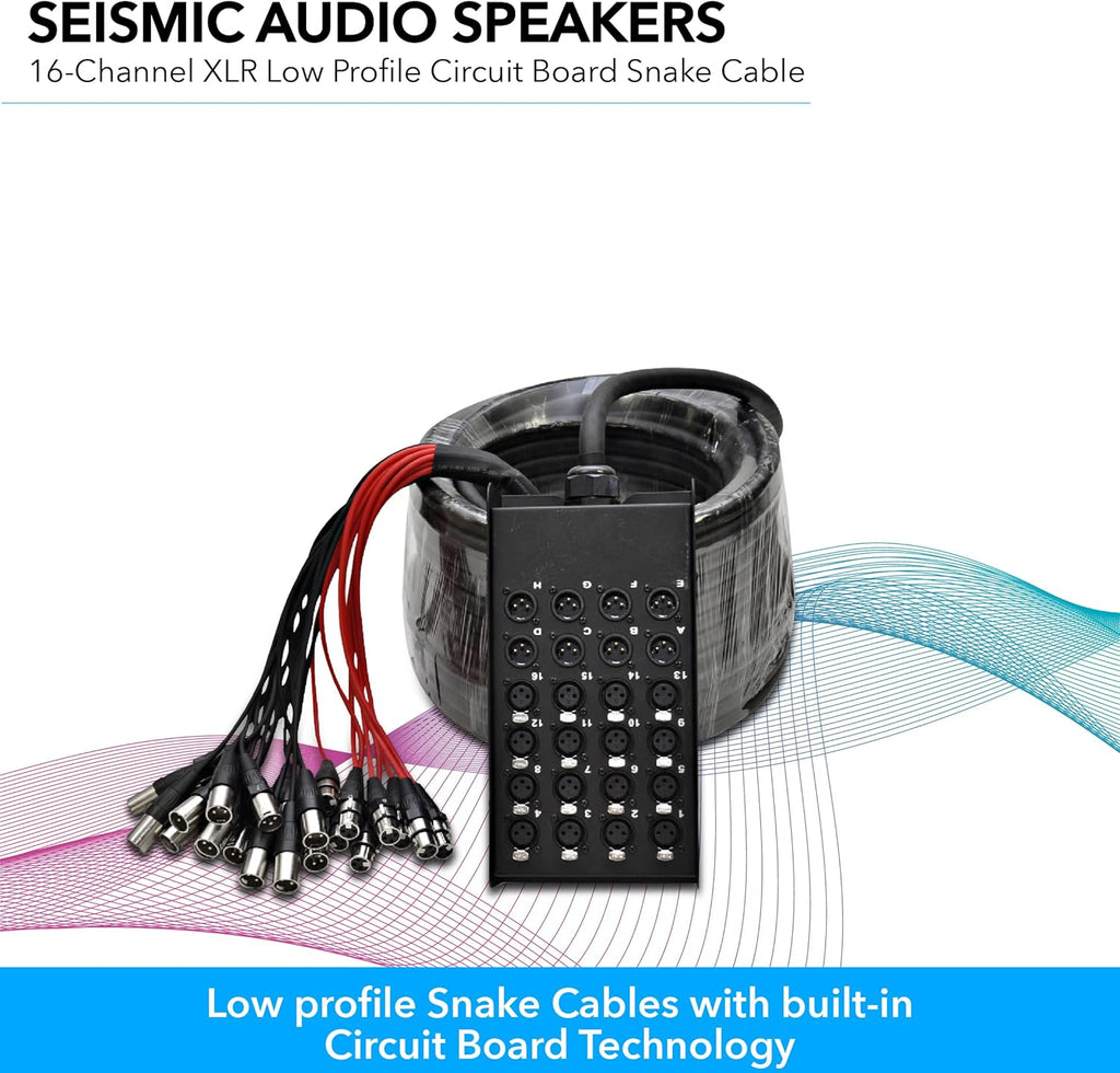 Seismic Audio Altavoces de 16 canales de bajo perfil XLR Enviar placa de circuito Cable de serpiente, cable divisor XLR, 100 pies