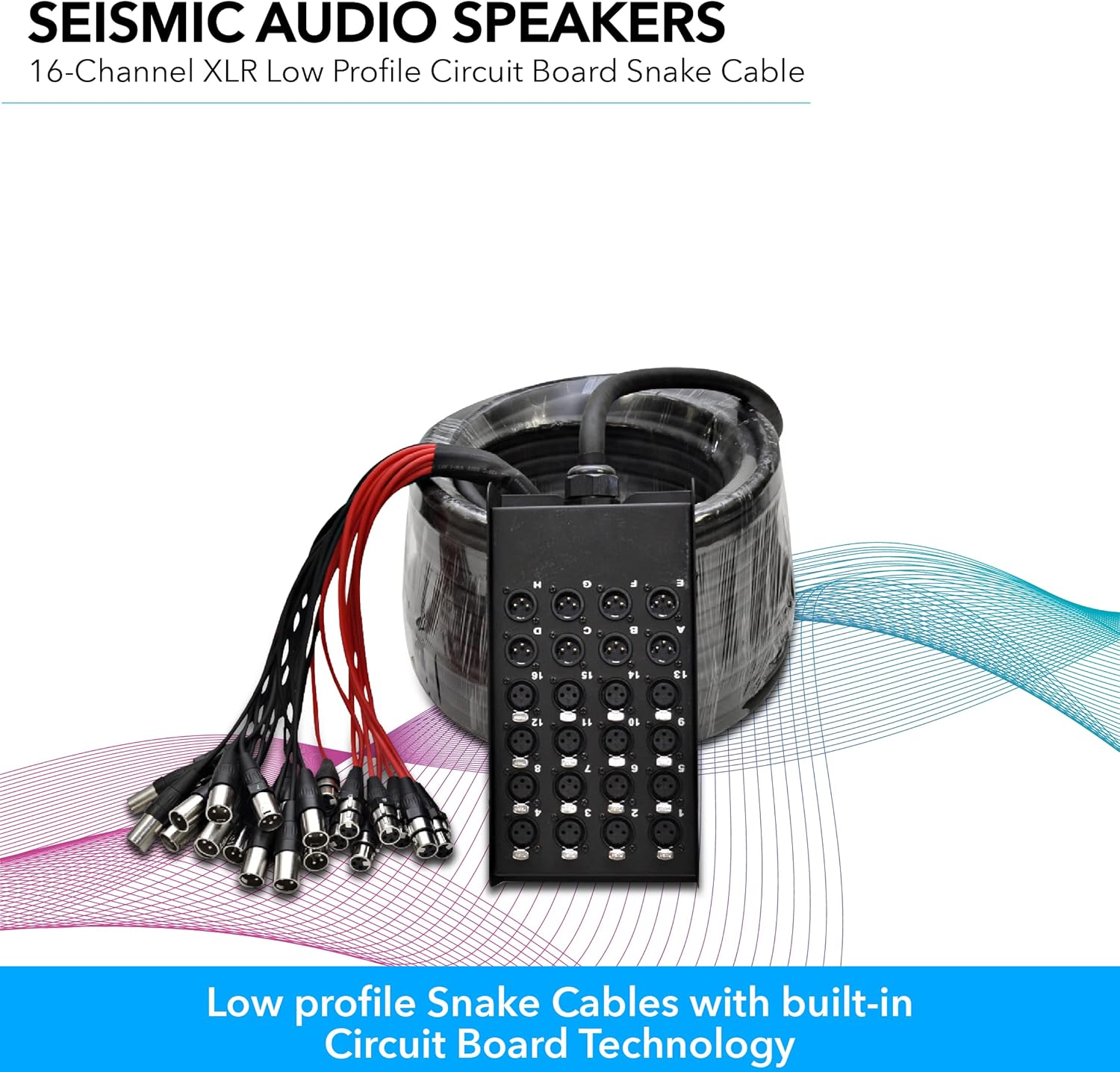 Seismic Audio Altavoces de 16 canales de bajo perfil XLR Enviar placa de circuito Cable de serpiente, cable divisor XLR, 100 pies