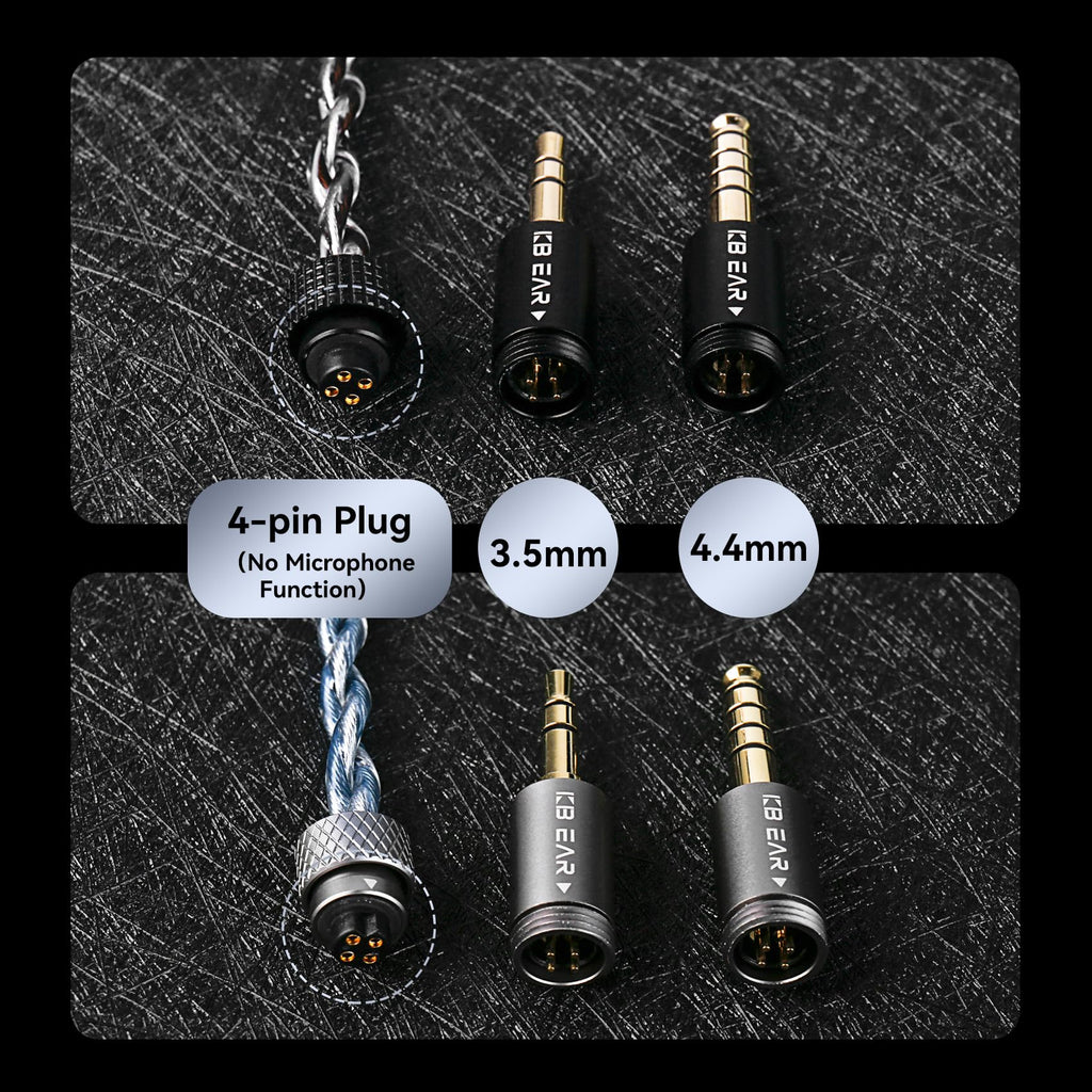 KBEAR P34 IEM Cable, 5N 2-Strands 98-Core OFC Silver-Plated HiFi Earphone Upgrade 2Pin Cable, Interchangeable 3.5mm/4.4mm Plug, in Ear Monitors Headphones Replacement Wire for Audiophile Musician