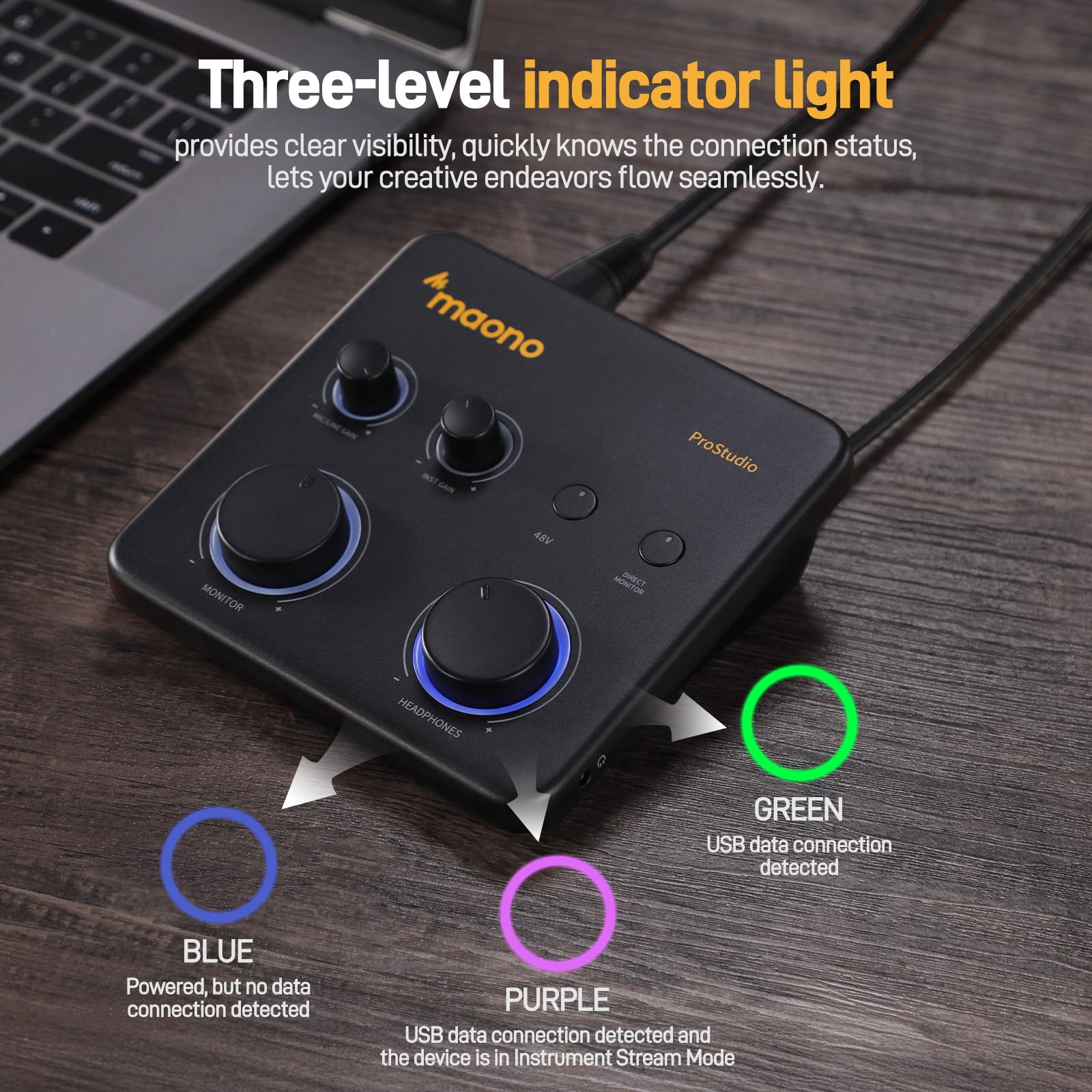 MAONO USB Audio Interface for PC: Interface with XLR Input 24-bit/192kHz Routing Software LOOPBACK ASIO Driver for Recording Music, Home-Studio, Guitar, Podcast, Streaming, DAW(PS22 Lite Black)