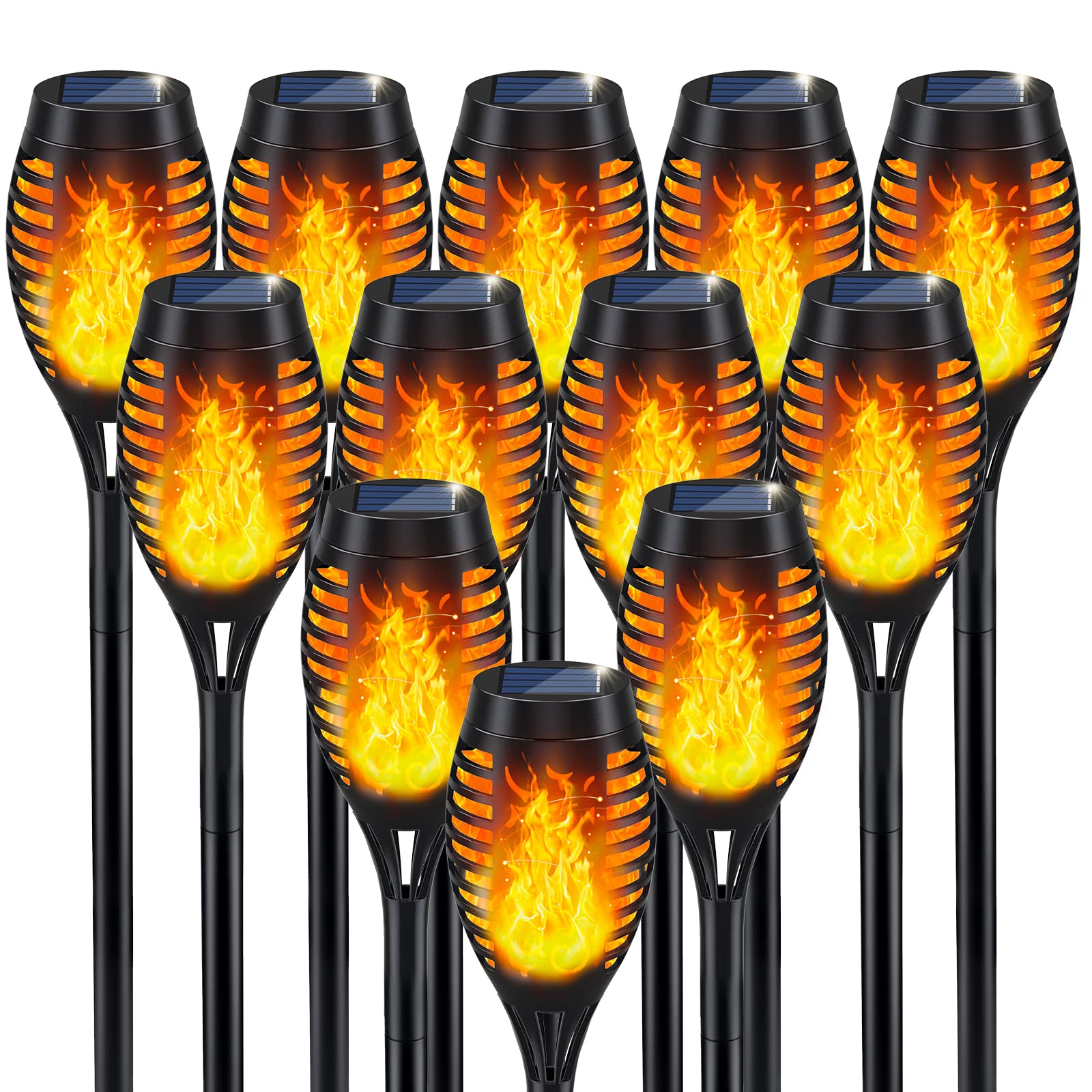 IkeeRuic Christmas Decorations Outdoor, Multicolor Solar Christmas Lights Outdoor with Flickering Flame, Solar Torch Light for Xmas Decor, Solar Powered Outside Lighting Waterproof for Yard Pathway