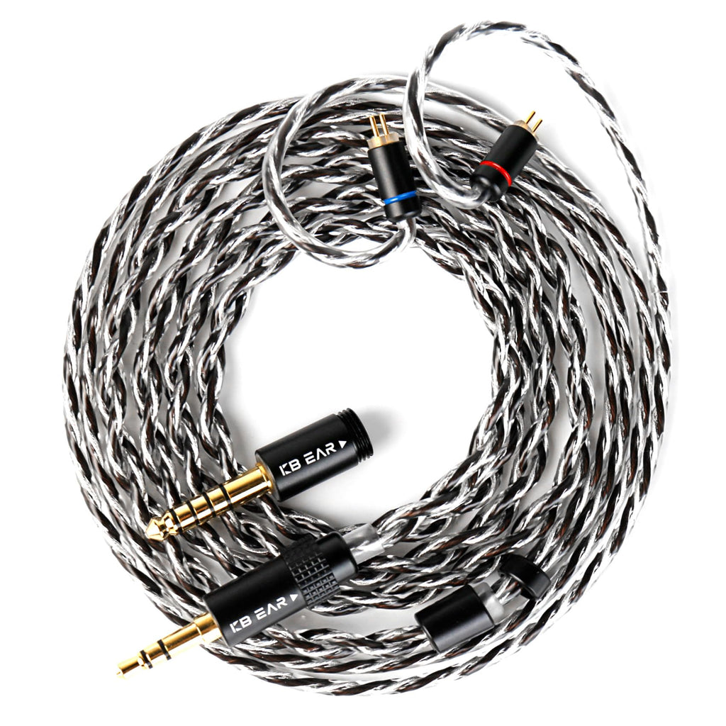 KBEAR P34 IEM Cable, 5N 2-Strands 98-Core OFC Silver-Plated HiFi Earphone Upgrade 2Pin Cable, Interchangeable 3.5mm/4.4mm Plug, in Ear Monitors Headphones Replacement Wire for Audiophile Musician