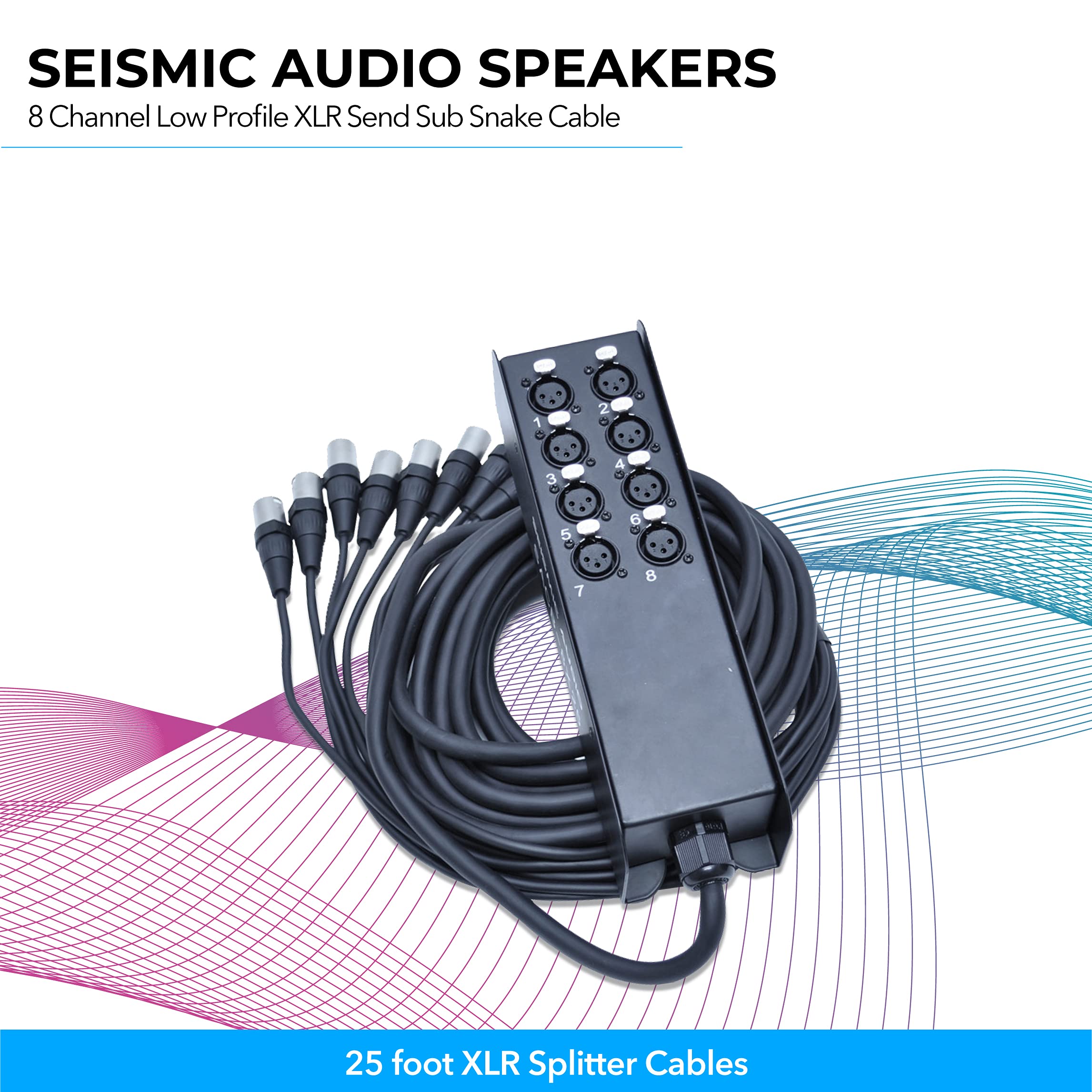 Seismic Audio Speakers 12 Channel Low Profile XLR Send Circuit Board Snake Cable, XLR Splitter Cable, 100 Feet