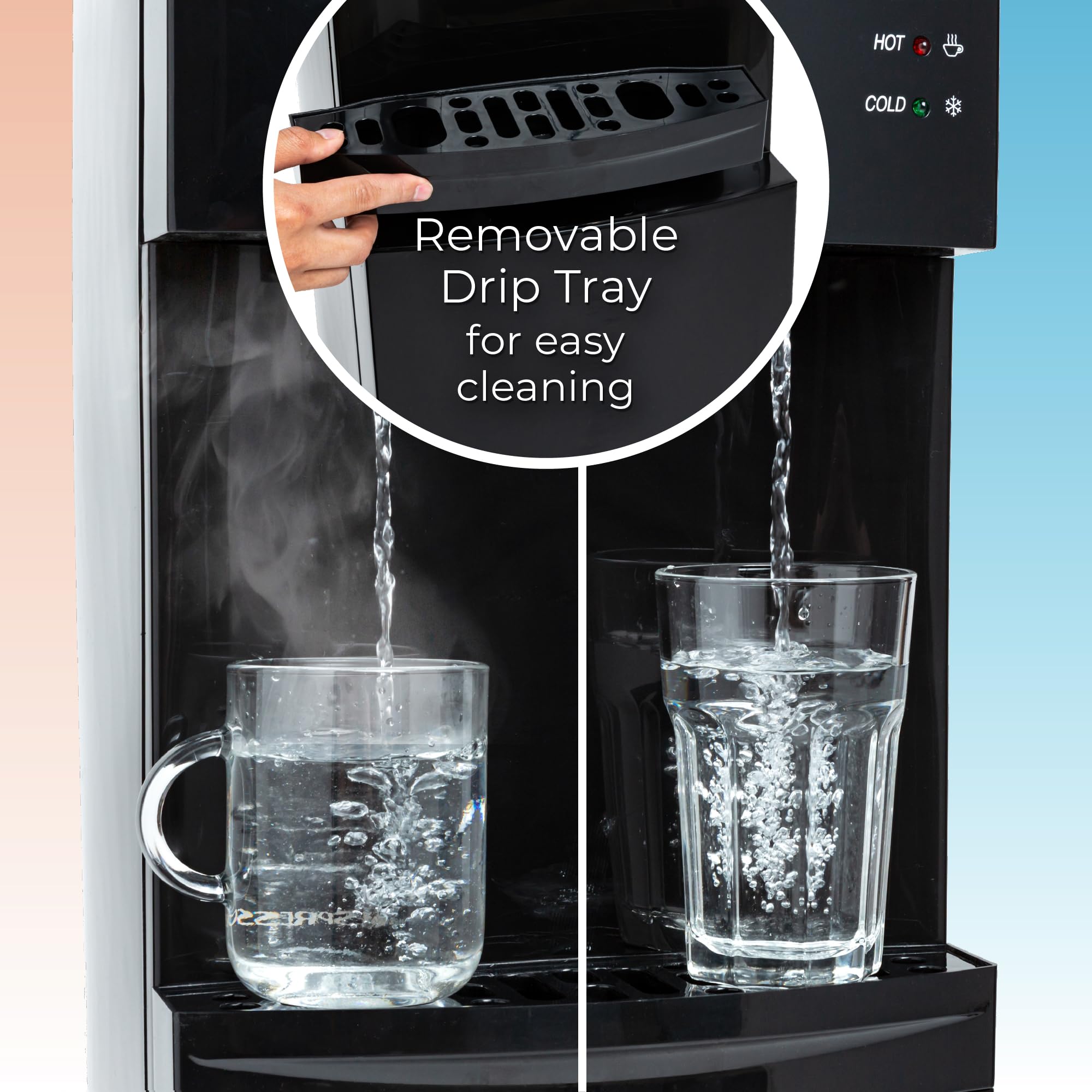 Igloo Top Loading Water Cooler with Removable Drip Tray & Energy-Saving Features- Water Tower with Hot & Cold Temperature Settings- Water Dispenser Fits 3 & 5-Gallon Jugs with Child Safety Lock- White