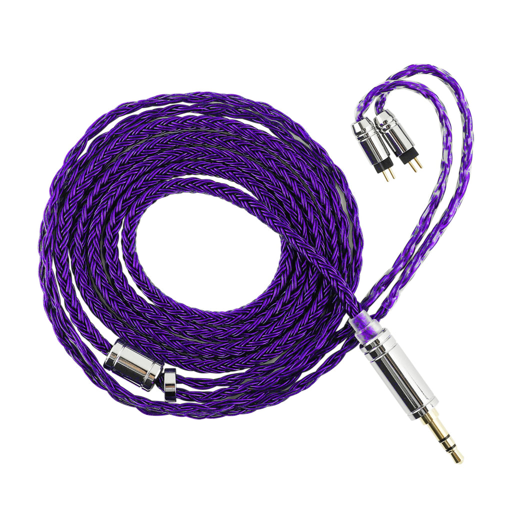 Linsoul Tripowin Zonie IEM Cable, 16 Core Silver Plated Earphone Upgraded Cords, 1.25m SPC in Ear Monitor Cable for 7hz Zero:2 Orchestra Lite Cadenza Hype4 Supermix4(2pin 0.78mm, 3.5mm)(Violet)
