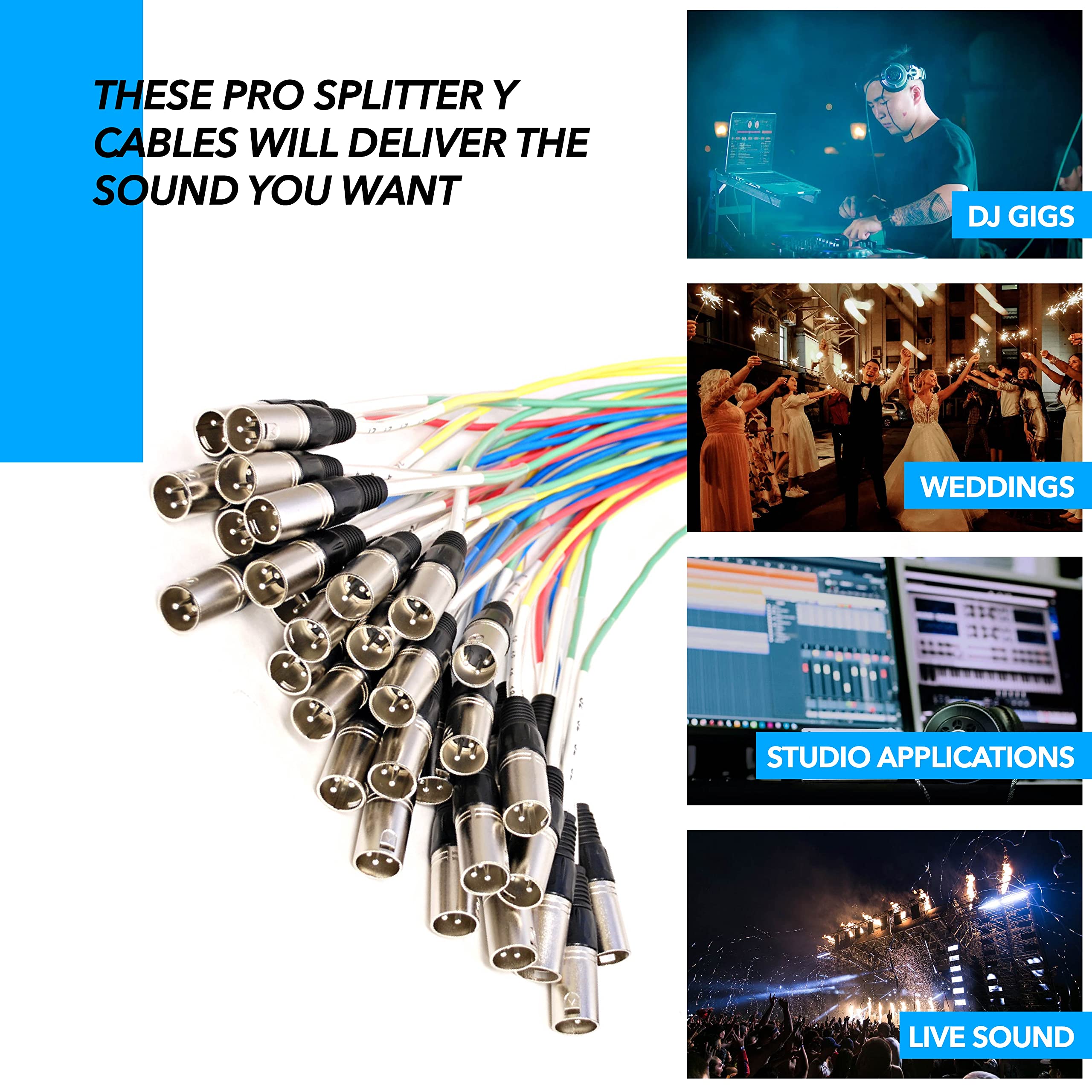 Seismic Audio SARMSS-16x515 Rack Mount 16 Channel XLR TRS Combo Splitter Snake Cable - 5' & 15' XLR trunks