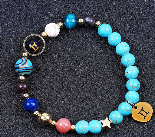 Twelve Constellation Constellation Blue San Bracelet 8mm Turquoise Beaded