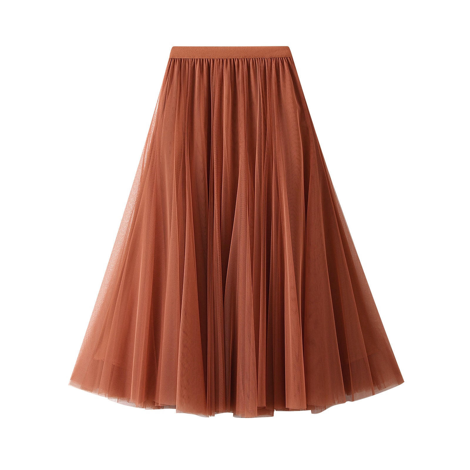 New Autumn And Winter High Waist Mid-length Tulle Skirt Pleated Skirt
